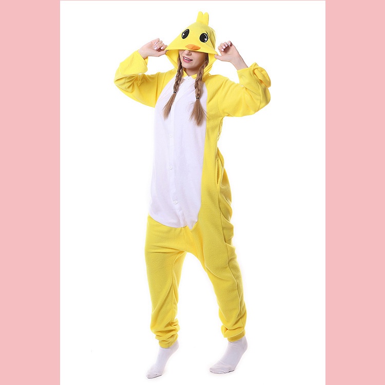 Animal Yellow Chick Onesies Pajamas Polar Fleece Unissex Adult Cute ...
