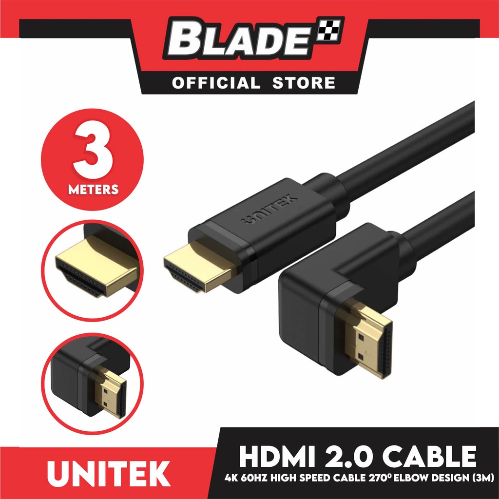Unitek Cable 4K 60Hz High Speed HDMI 2.0 Cable With Right Angle 270