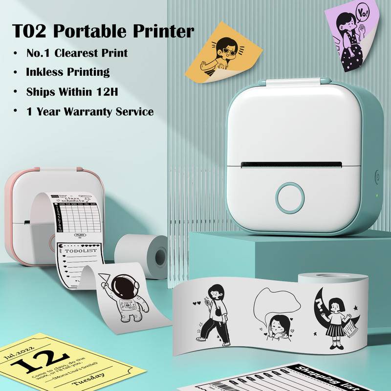Phomemo T02 Mini Portable Printer Thermal Printing 53mm Sticker Wireless Inkless Mini Pocket 0398