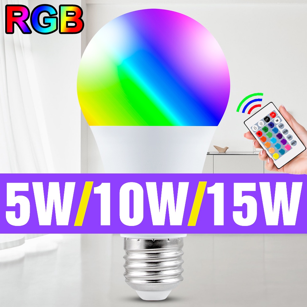 RGB Led Bulb 3/5/10/15w Dimmable Ampoule Smart Lights Changeable ...