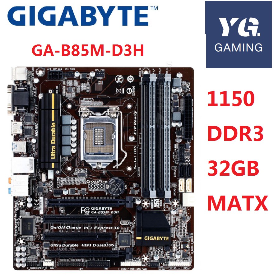 Original Used Gigabyte GA-B85M-D3H B85 Z87 LGA 1150 Core I7/i5/i3 ...