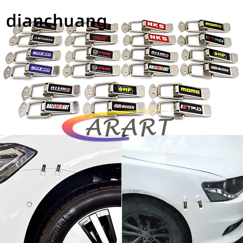 2pcs Silver Lock Clip Kit Racing Quick Release Fasteners Car Truck Hood ...