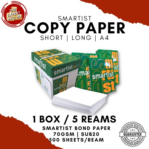 [PER BOX] Smartist Copy Paper / Bond Paper - (Short / Long / A4) 70GSM ...