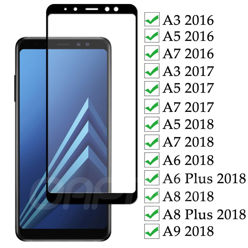 Full Cover Tempered Glass Samsung A01 Core A3 A5 A6 A7 A8 A8S A9 A72 ...