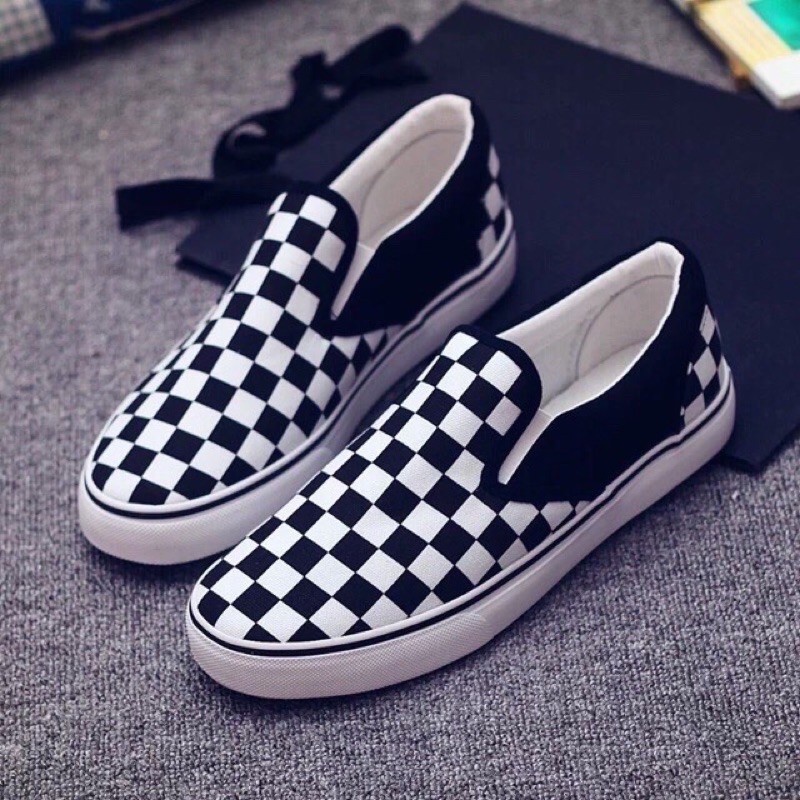 Slip On Checkered Lazy canvas fashion shoes unisex shoes | Shopee ...
