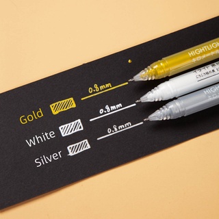 3pcs White, 1pc Golden & 1pc Silvery Gel Pens, 0.8mm Highlighter Pens, Fine  Point Ink