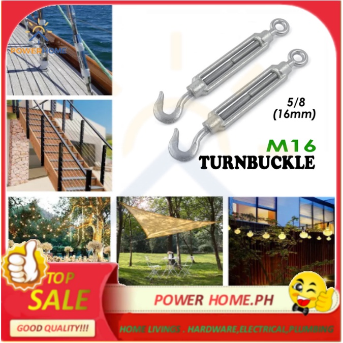 GI TURN BUCKLE 5/8" ( M16 ) HOOK AND EYE TURNBUCKLE Shopee Philippines