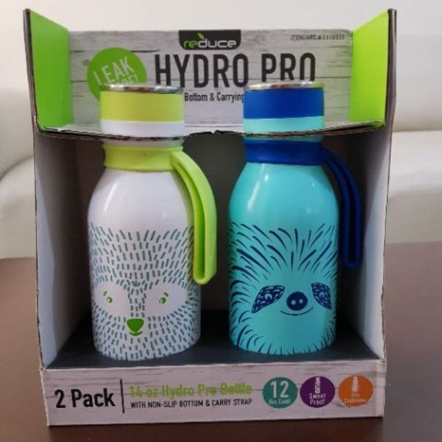 Reduce 2 Pk Stainless Steel Hydro Pro Kids Water Bottle 14oz, Furry Fr