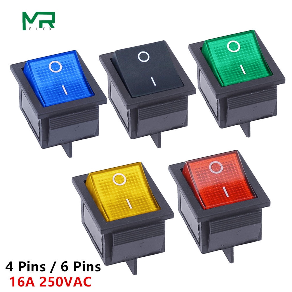 Interruttore A Bilanciere KCD4 Rosso ON-OFF 2 Posizioni 4 Pin 250V 16A Per Auto E Pannelli