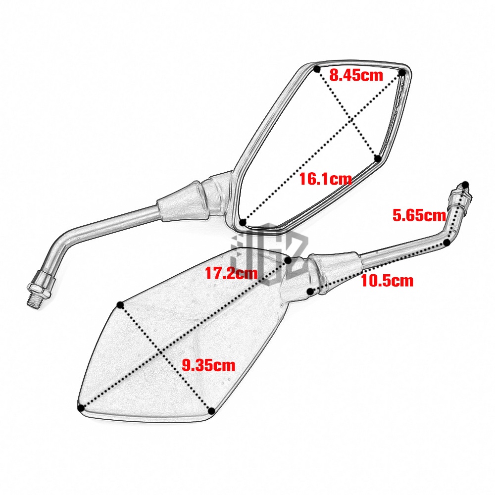 1 Pair Motorcycle Rear View Side Mirrors Clear Glass Motor Scooters ...