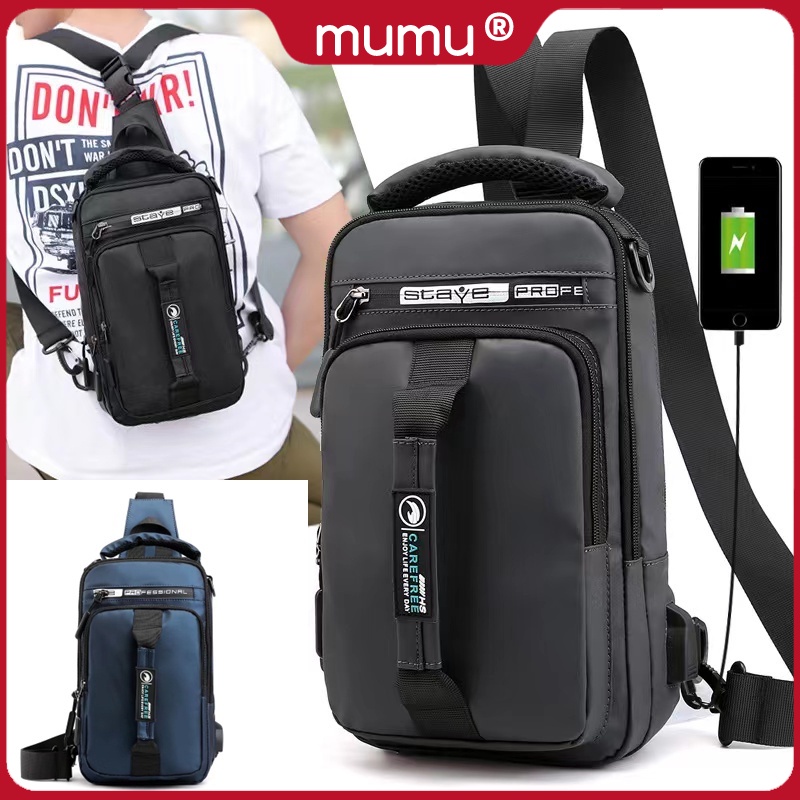 Mumu 7020 Unisex Anti Theft Chest Sling Bag With Usb Shell For ...