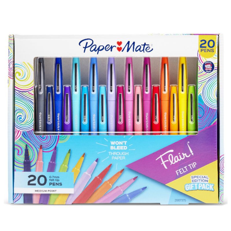 Paper Mate Flair Felt Tip Pens, Medium Point, Vivid Colors, 14 Count