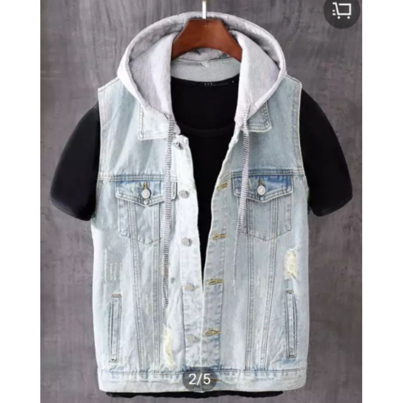 Denim hotsell vest hoodie