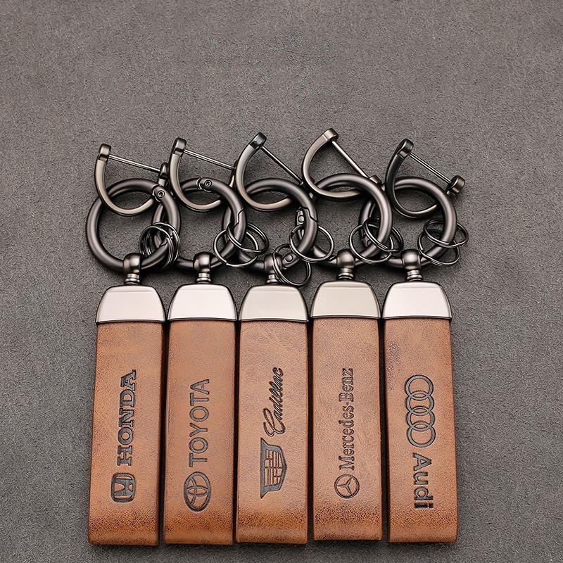 Leather Lanyard Keychain Zinc Alloy Buckle Car Key Ring Holder With