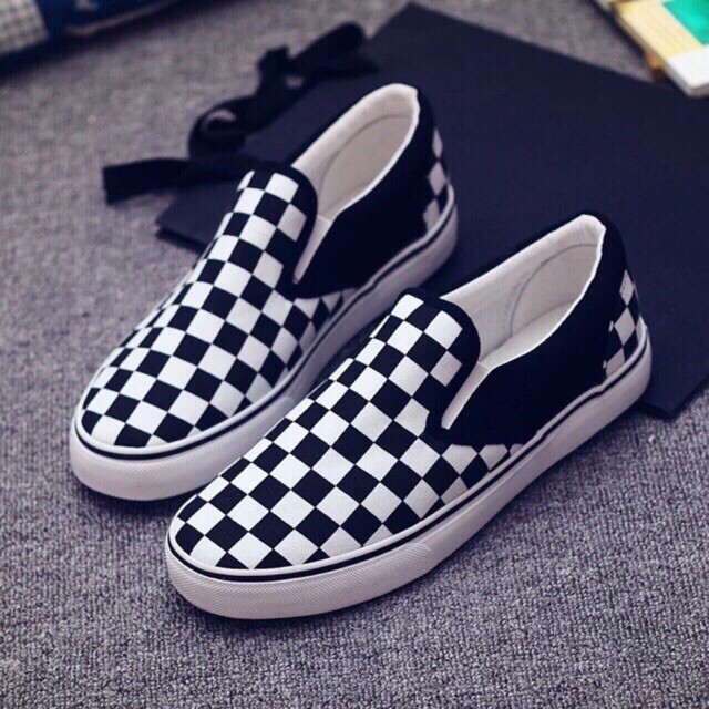 Canvas checkered vans clearance