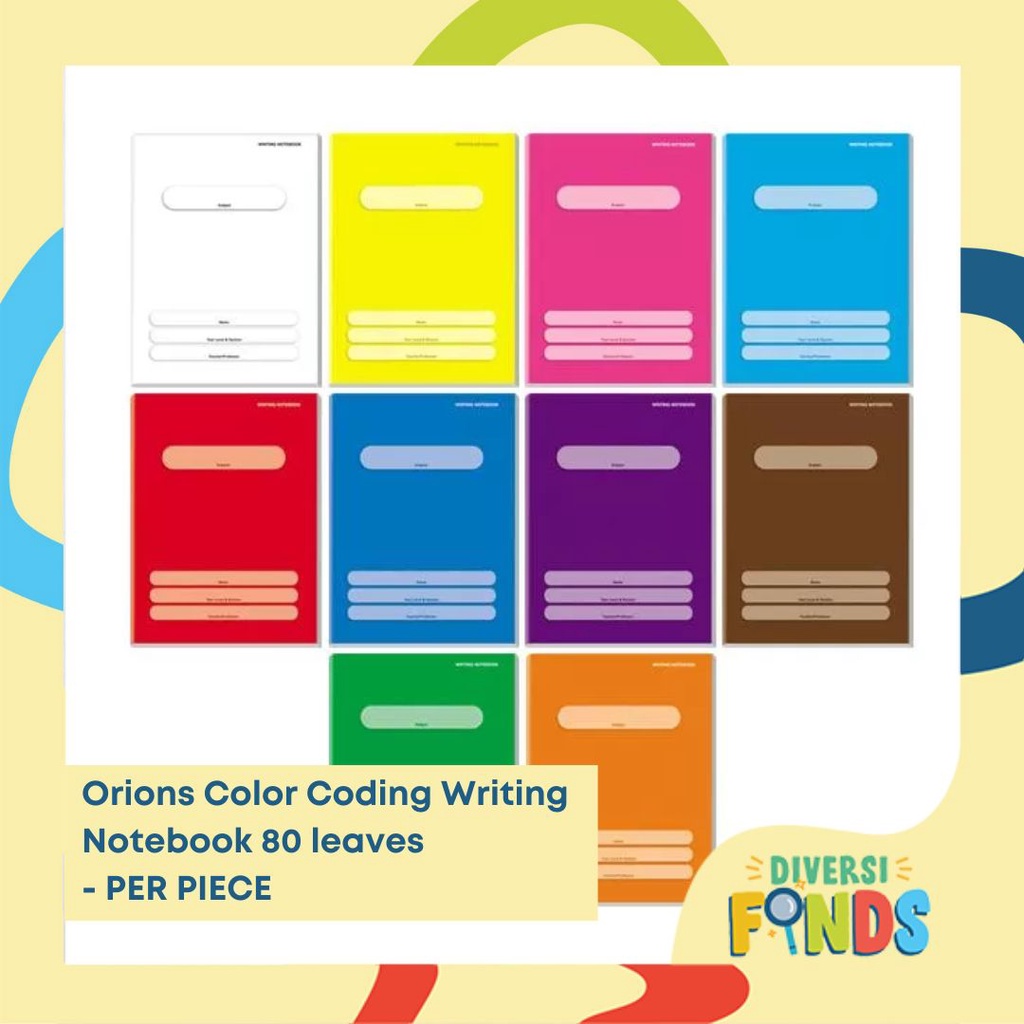 1pc Orions Color Coding WRITING Notebook W/Plastic Jacket 80lvs