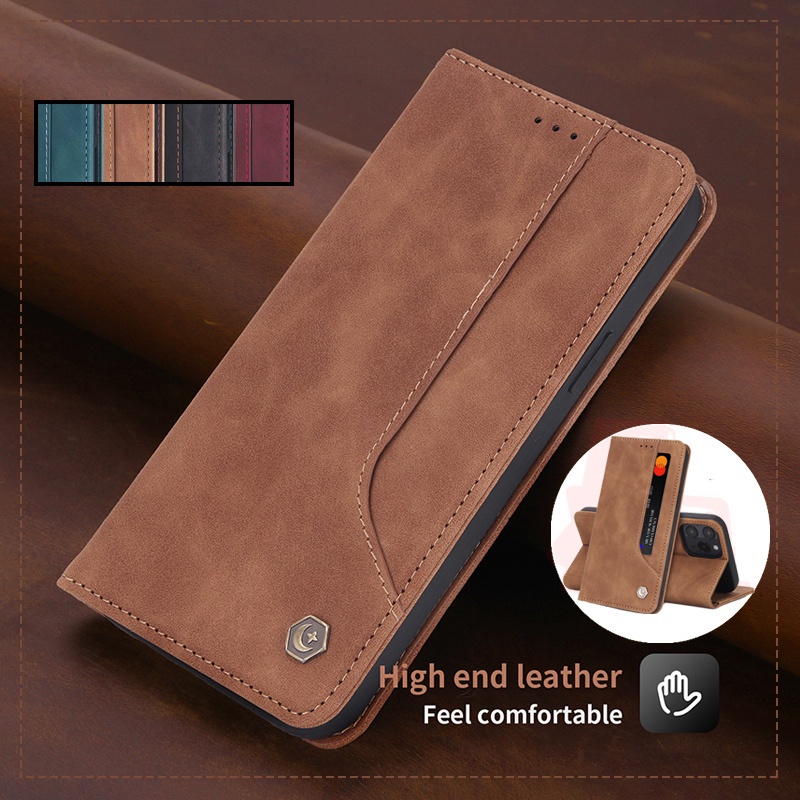 Leather Case For IPhone 14 13 12 Mini 11 Pro X/XS Max POLA Fashion Auto  Closing Card Slot Magnetic Wallet Flip Cover Case