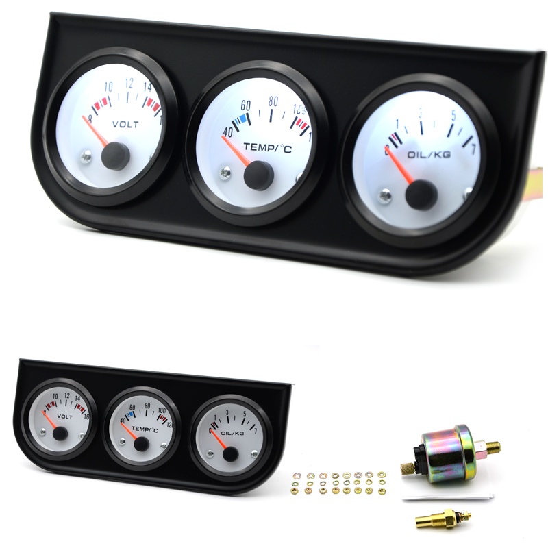 thumbnail image 2 of Smiths Style 52mm Electrical Gauge Kit | Chrome Bezel | Temp Oil Fuel Volt | Vintage Aftermarket 2 of 2