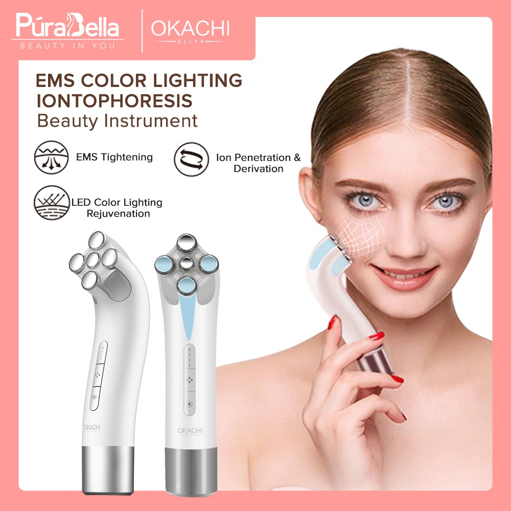 Purabella Okachi Gliya 5 in 1 Beauty Skincare Facial Massager EMS Color ...