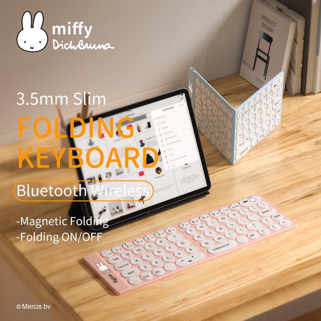 Miffy X MIPOW Mini Folding Keyboard For iPad iPhone Slim Wireless
