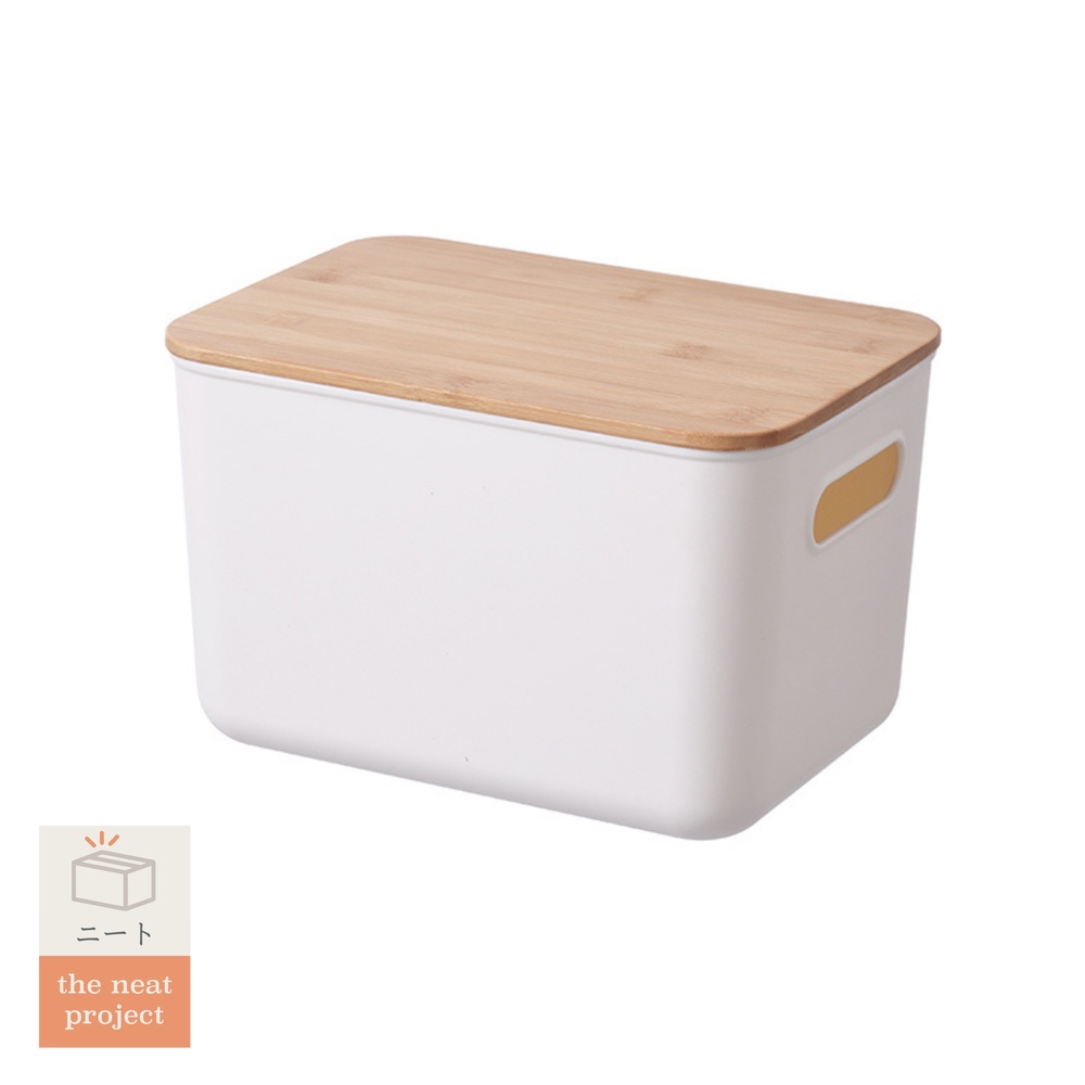 Neat Project Sachi White Storage Container with Wood Lid | Shopee ...