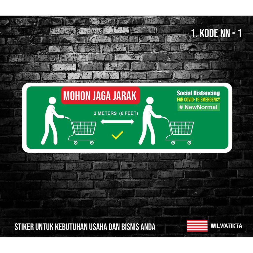 04-sticker Safety Sign Warning Take care of distance (Min 2 pc ...
