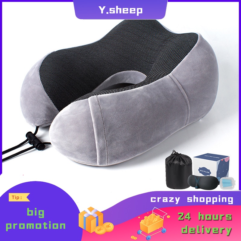 3 in 1 Set Eye Mask Neck Pillow U Shape Travel Memory Foam Outdoor Rest