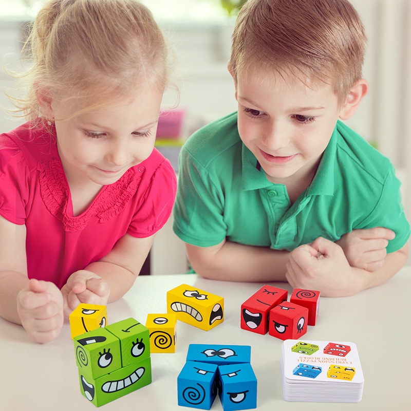 Cartoon Cube Face Changing Cube Toys Montessori Face - Changing Logical ...