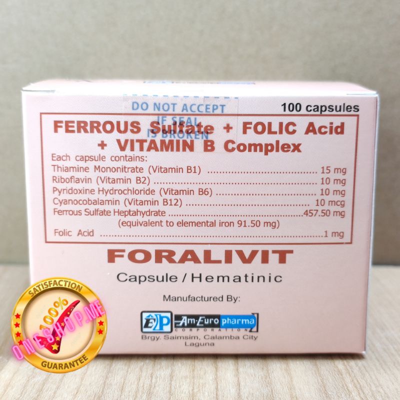 Babies & Kids Foralivit Ferrous Sulfate + Folic Acid + Vitamin B ...