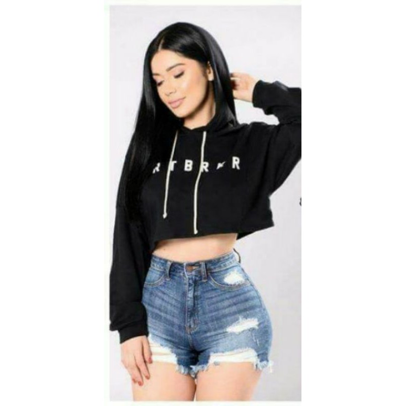 Crop top hoodie store shopee