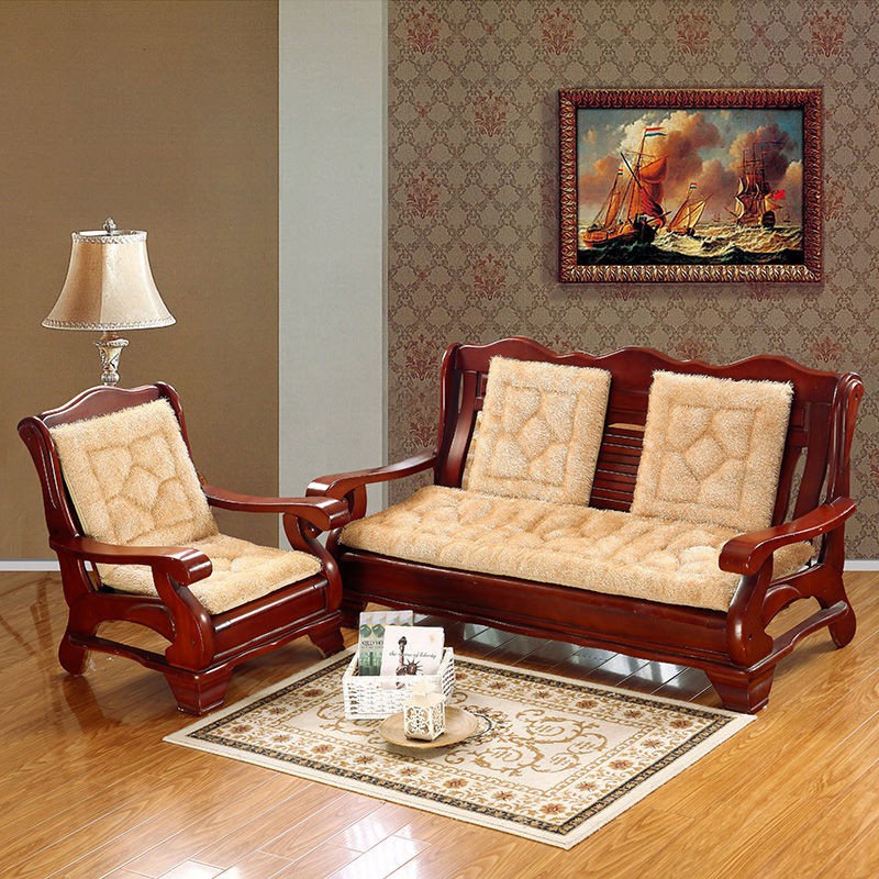 Wooden Sofa Cushion Set Red Solid Wood
