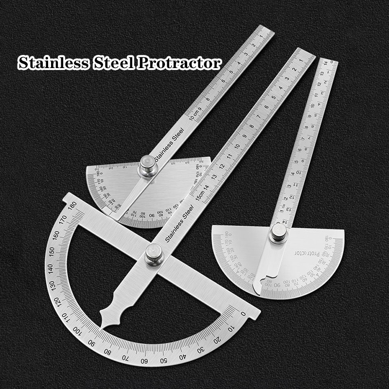 180 Degree Stainless Steel Protractor Angle Rotary Measuring Ruler