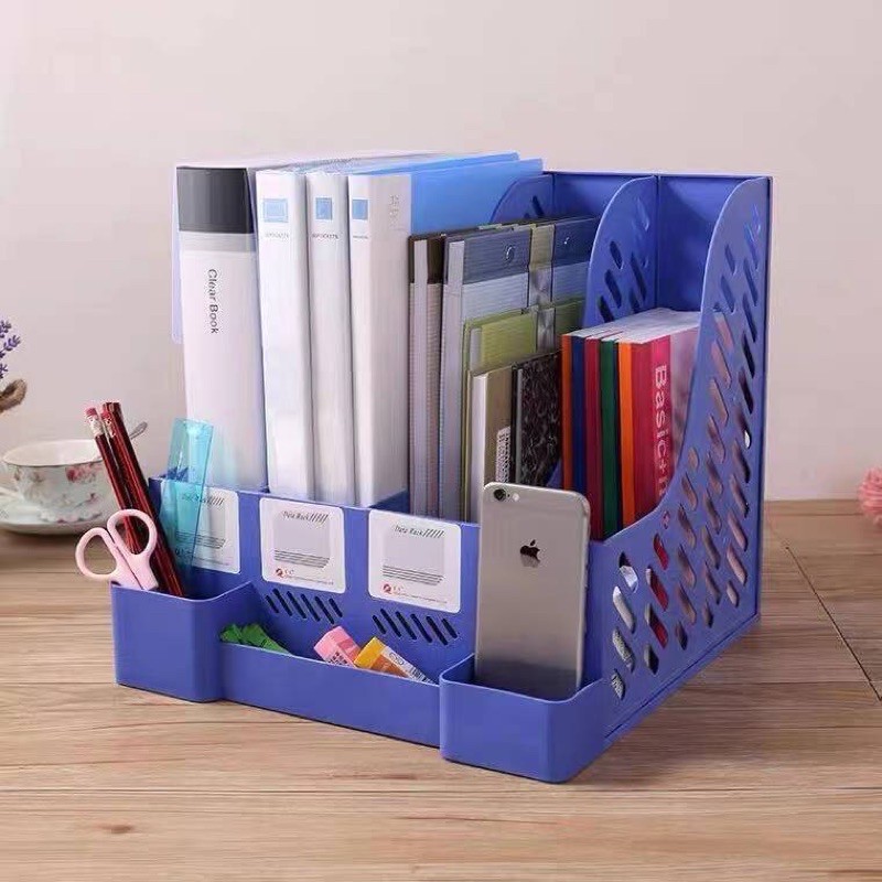 Holder File Rack Office Home Storage Box Trays Organizer Blue balck ...