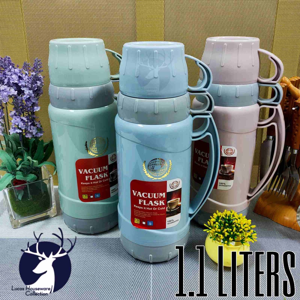 PLASTIC THERMOS POT / PLASTIC VACUUM FLASK DOUBLE CUPS / FULLY