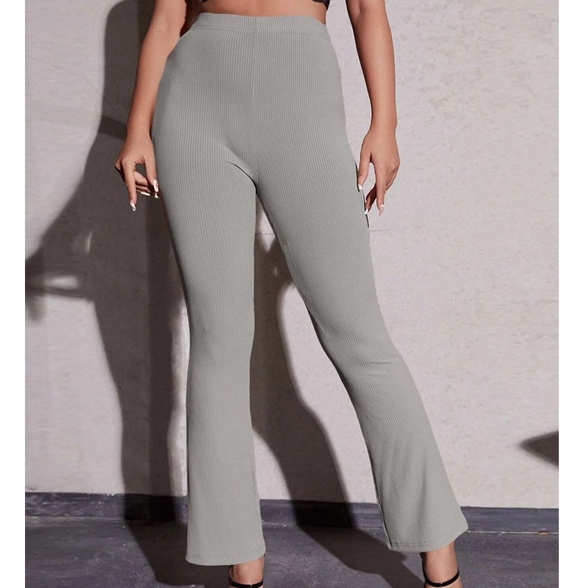 Quality Flare Pants Knitted Wide Leg High Waist Pants | Shopee Philippines