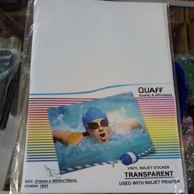 Printable Vinyl inkjet sticker TRANSPARENT / GLOSSY / MATTE A4 20sheets ...