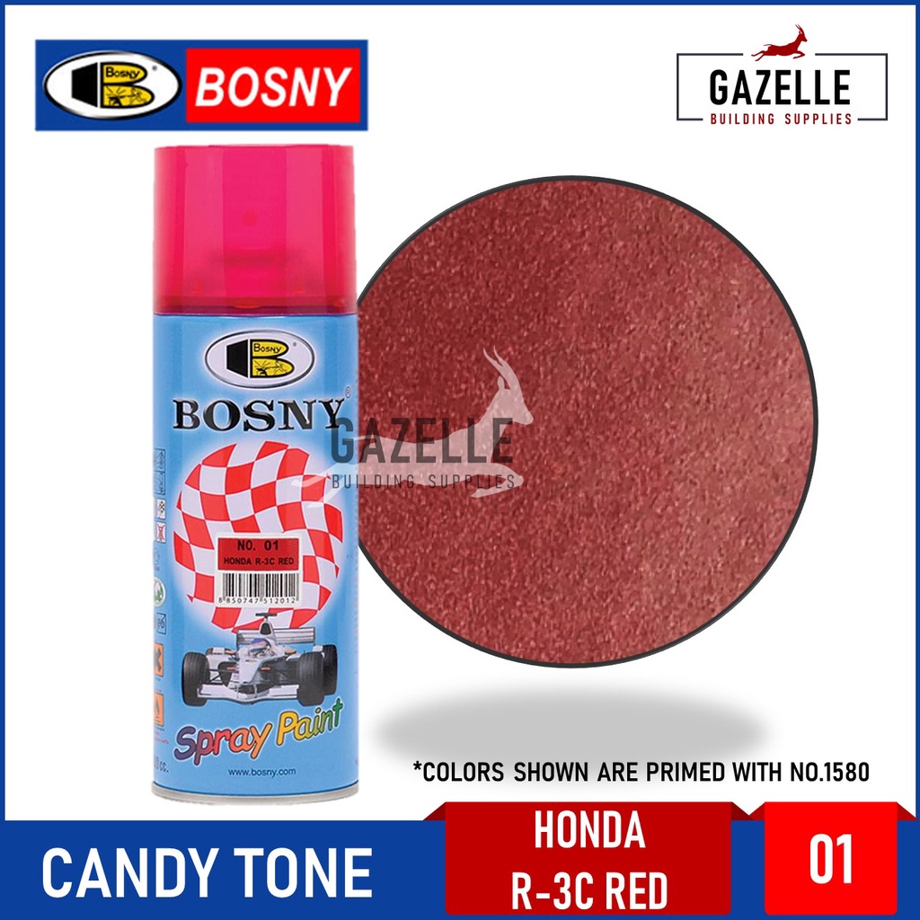 Bosny Candy Tone Acrylic Spray Paint 01 Honda R3C Red Shopee Philippines
