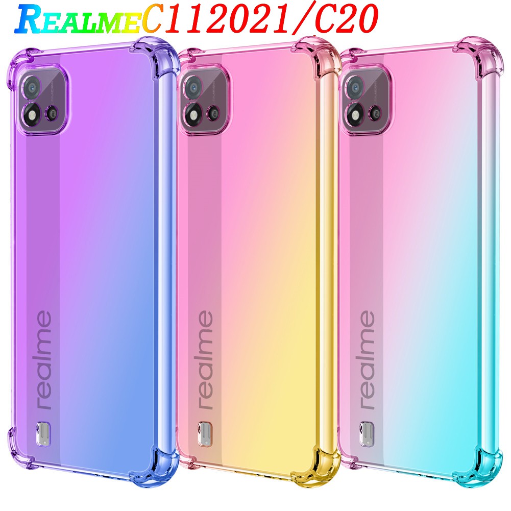 LMLQSZ Custodia per Realme C11 2021, Silicone Case Sottile Cover TPU Caso Morbido Copertura + Pellicola Protettiva in Vetro Temperato per Realme C11 2021 (6,52) - OP19