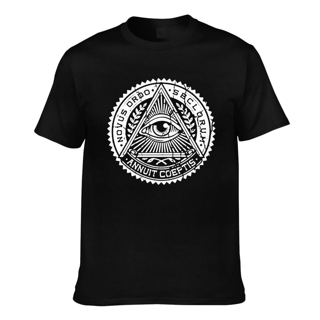 Illuminati Pyramid Eye Reptilian Masonic Secret Men's Cotton T-Shirts ...