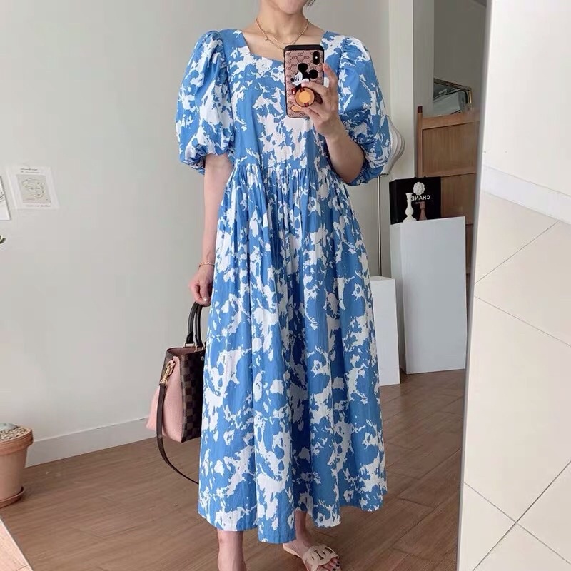 Only.Fashion Puff Sleeves Korean Maxi Dress #9956 | Shopee Philippines