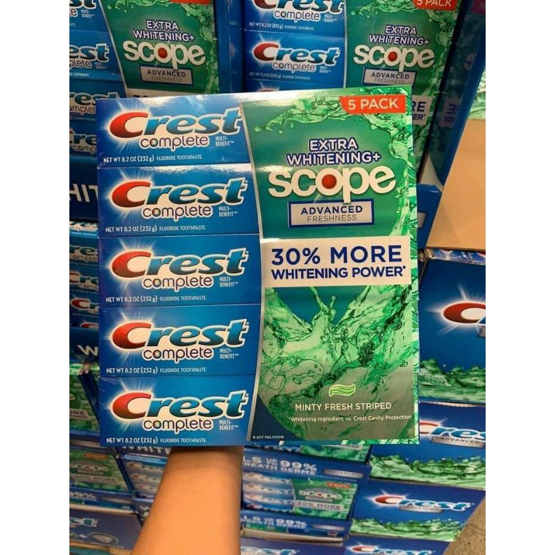 Set of 5 Crest Complete Extra Whitening Scope Toothpaste 232g | Shopee ...