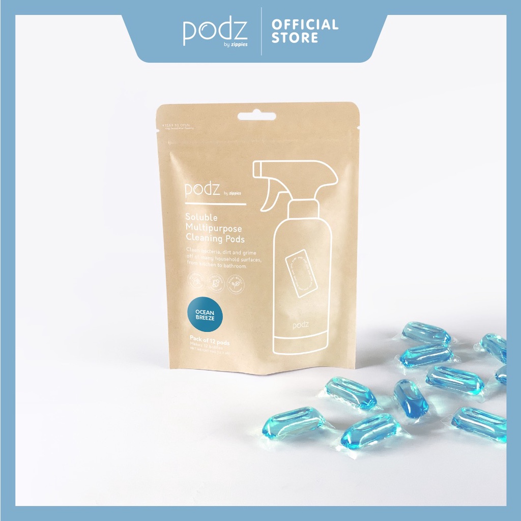 Podz Soluble Multipurpose Antibacterial Cleaning Pods (Pouch of 12 ...