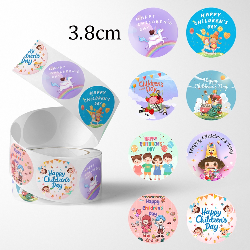 (3.8cm) 500Pcs/Roll Children's Day Sticker Cute Cartoon Gift Packing ...