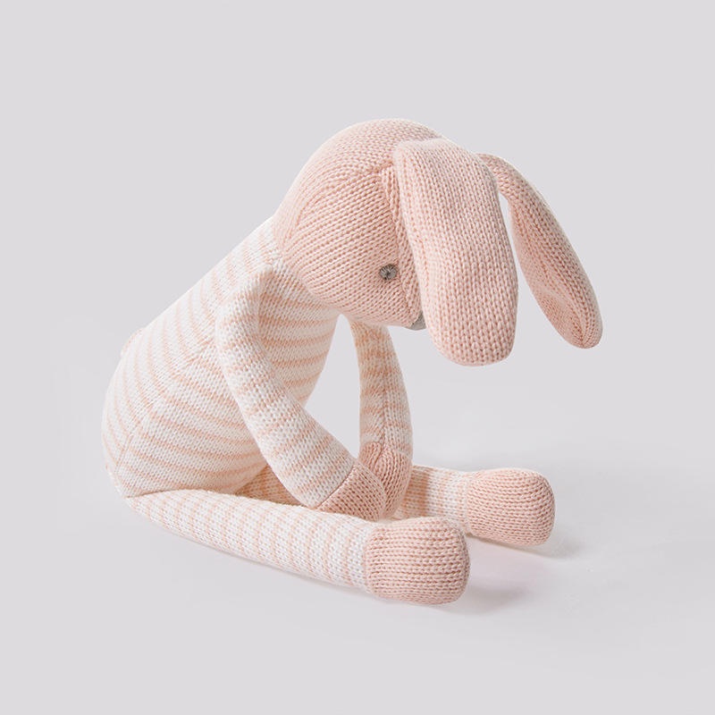 №۞∈Pink Knitted Cotton Bunny Toy For Newborns Baby Soothing Plushies Stuffed Bear Infant Toys 0