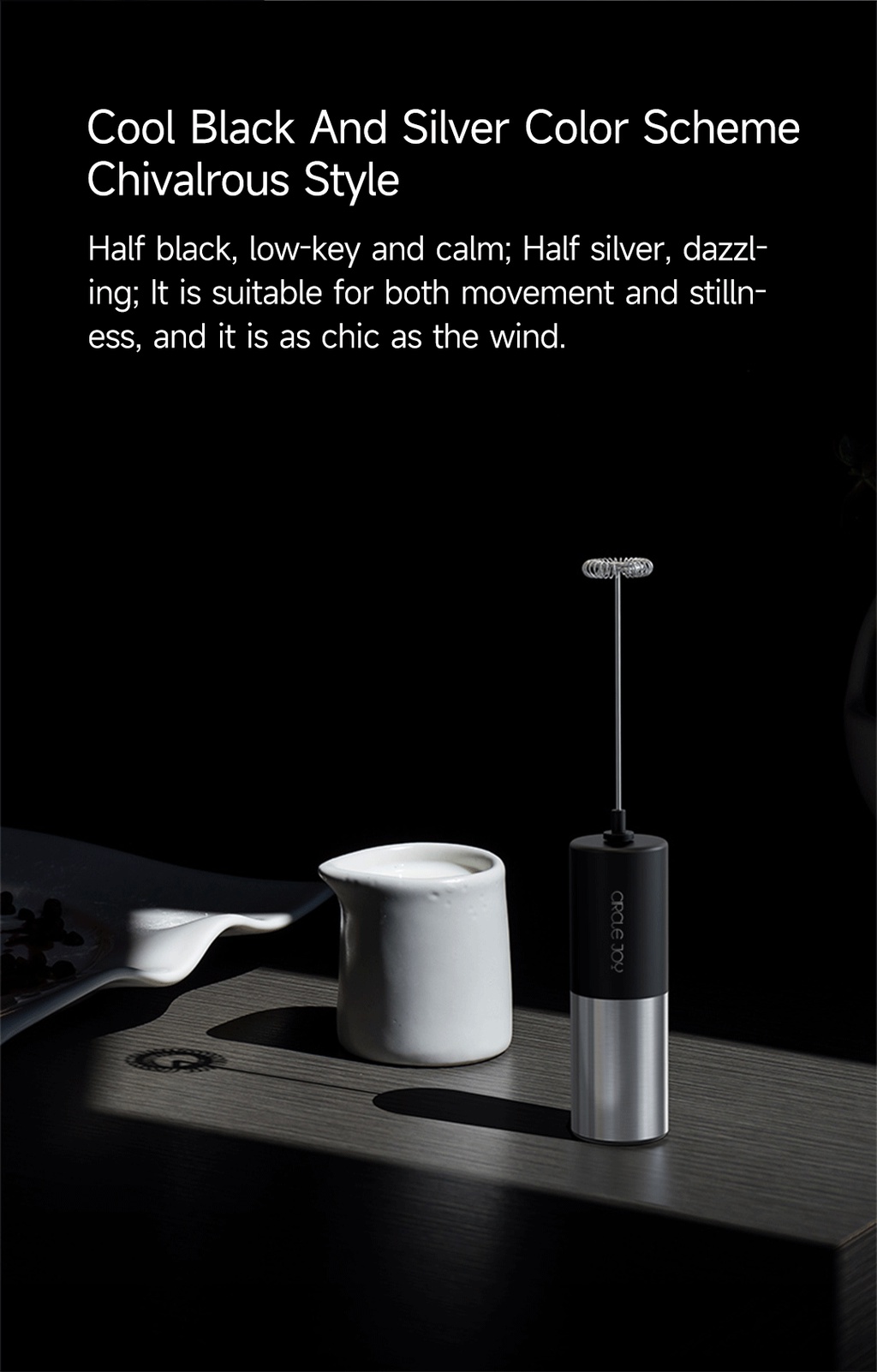 Xiaomi CIRCLE JOY Silver Knight Milk Frother Electric Milk Frother Manual Milk Whisker