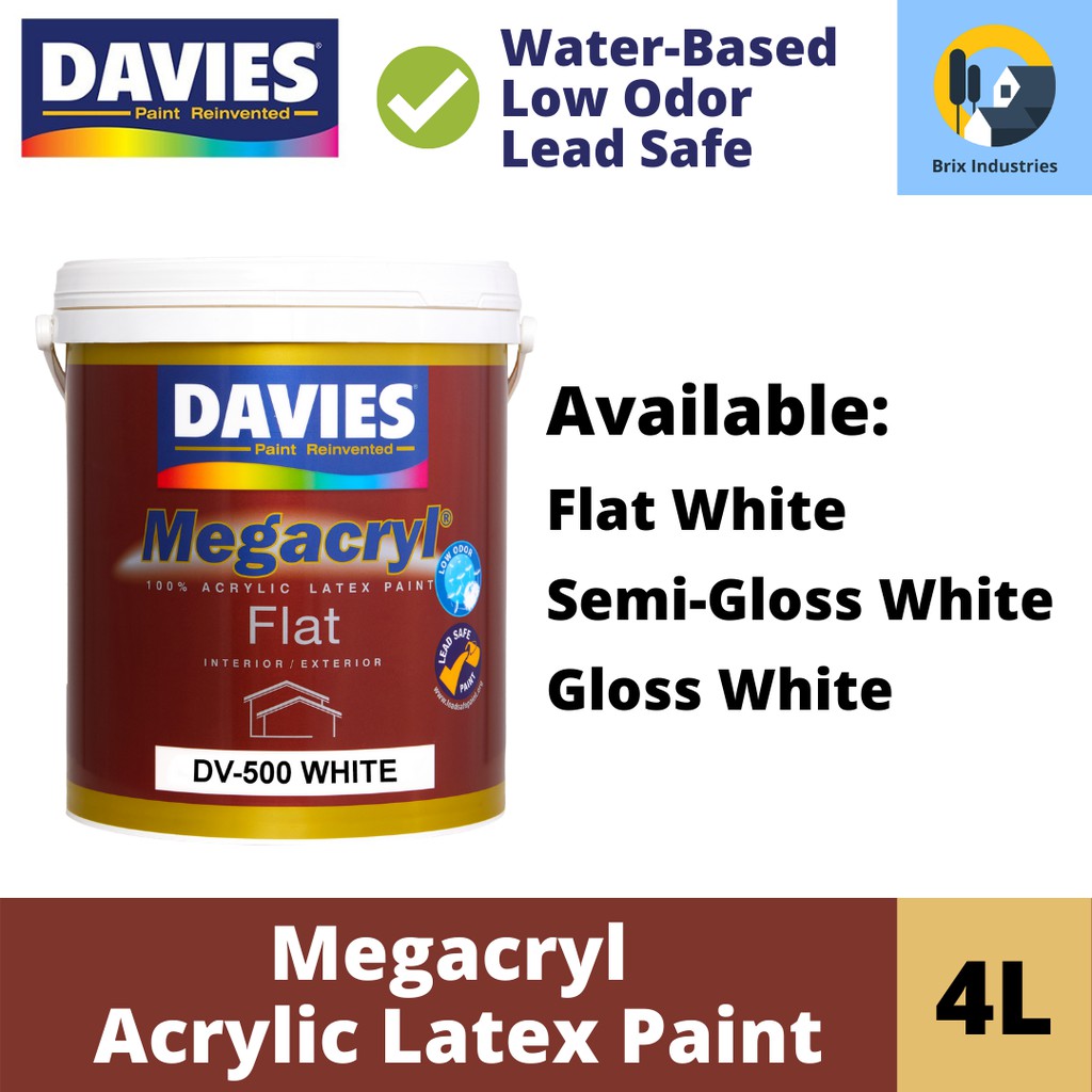 Davies Megacryl Premium Latex Paint 4 Liters (Gallon) Flat/Semi-Gloss ...