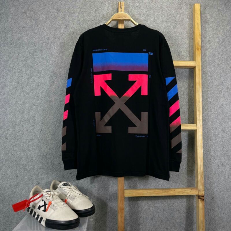 Long Sleeve OFF WHITE FALL WINTER BLACK T-Shirt | Shopee Philippines