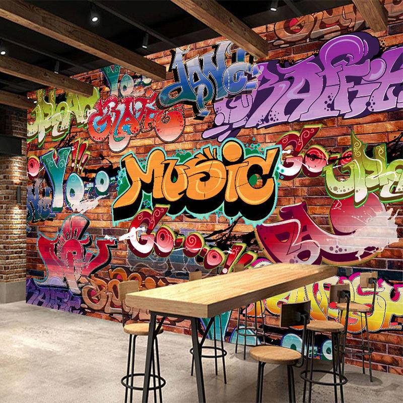 Custom 3D Wall Murals Modern Creative Graffiti Wallpaper Restaurant ...