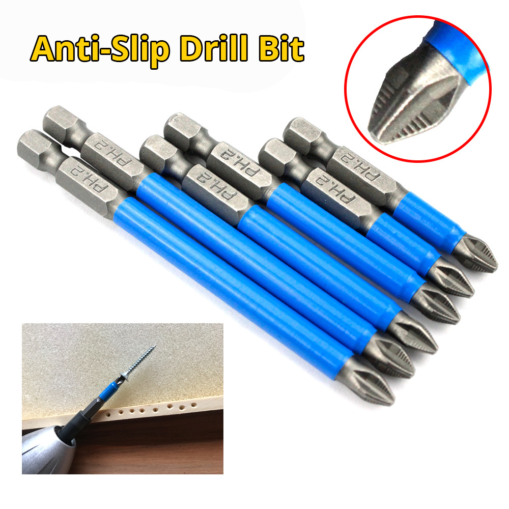 7Pcs Screwdriver Bit Set, Magnetic Anti-Slip Screwdriver Drill Bit, PH2 ...