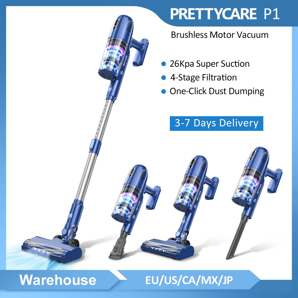 PRETTYCARE P1 Cordless Vacuum Cleaner 26KPa 1L Dust Cup 40 Mins Runtime